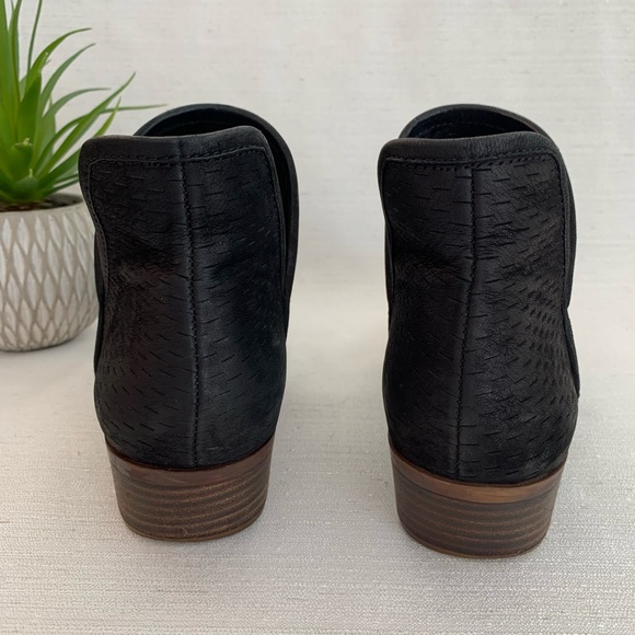 Lucky Brand Baley Black Perforated Suede Slip On Ankle Booties Woman’s 7.5M - Picture 10 of 13